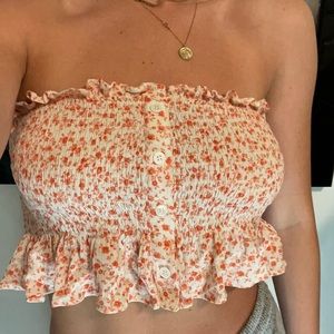 Bandeau crop top with ruffles